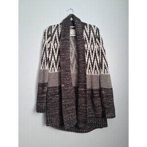 Lucky Brand Southwestern Cardigan Sweater Women Medium Wool Blend Shawl Collar